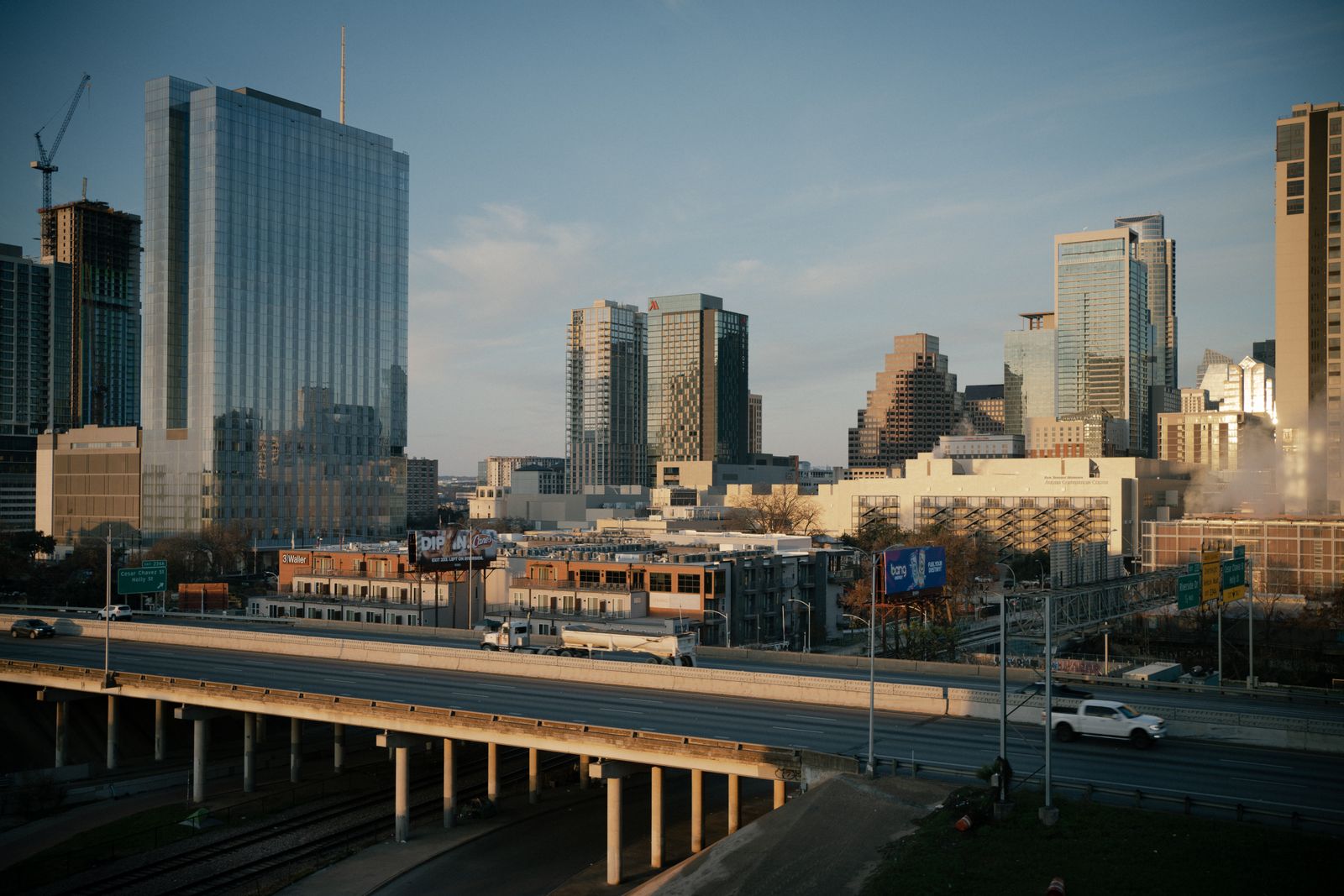 Aerial view of Austin, with the South Congress studio just south of downtown