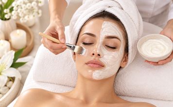 Brightening mask brushed on during a signature facial